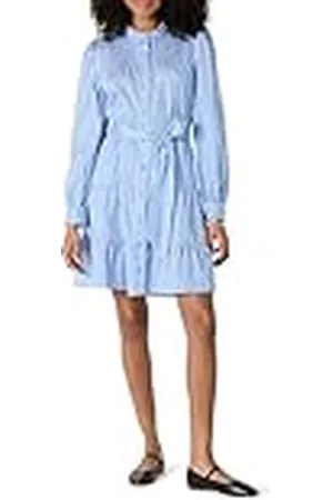 Amazon Vestido Camisero Escalonado de Satén de Algodón de Corte Recto Mujer, , XL