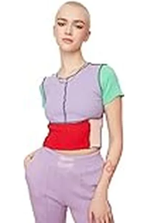 Trendyol Blusa de Punto con Cuello Alto y Ajuste Regular para Mujer Camisa, Morado, S