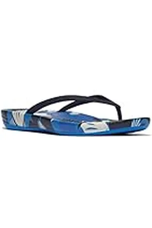 FitFlop Iqushion Flowerz Ergonomic Flip-Flops, Chanclas Mujer, Blue, 40 EU