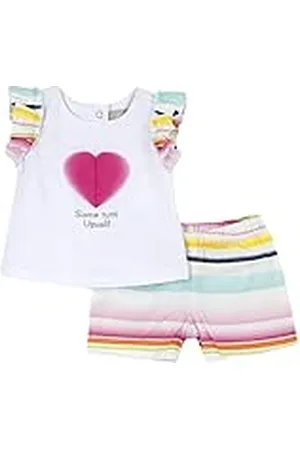 chicco Conjunto Bebé con Camiseta y Pantalones Cortos, con Apertura en la Espalda con Botones, con Gráficos Modernos y a la Moda, de Algodón, Lavable en Lavadora, 0-24 Meses, Diseñado en Italia