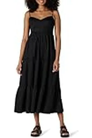 Amazon Vestido Largo de Satén de Algodón con Ajuste Regular, Tirantes Finos y Capas Mujer, , XXL
