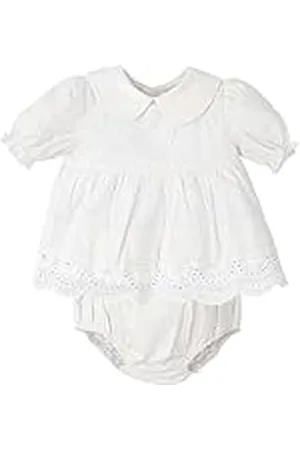 BABIDU Vestido Bebé Niña Verano Algodón 100% con Braguita, Volantes y Bordados, Diseño con Tirantes, Mangas Cortas o Sin Mangas, Estampados Florales y Cuadros Vichy, Jesusito Ideal para Días Soleados