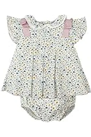BABIDU Vestido Bebé Niña Verano Algodón 100% con Braguita, Volantes y Bordados, Diseño con Tirantes, Mangas Cortas o Sin Mangas, Estampados Florales y Cuadros Vichy, Jesusito Ideal para Días Soleados