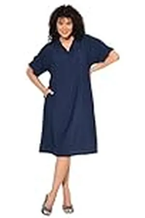 Ulla Popken Polokleid mit Schlitz Am Ärmel Polo con Abertura en la Manga, , 48-50 Mujeres