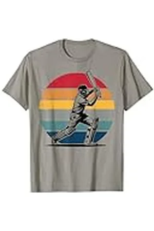 Graphic 365 Jugador de críquet Deportes Bateo Silueta Retro Vintage Regalo Camiseta