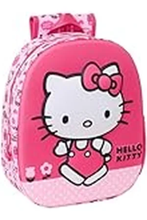 Safta HELLO KITTY 3D - Mochila Escolar, con Diseño 3D, Adaptable a Carro, Ideal para Niños de Diferentes Edades, Cómoda y Versátil, Calidad y Resistencia, 27x10x33 cm