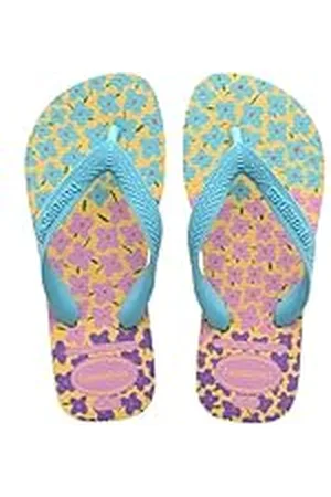 Havaianas Kids Flores, Chanclas, Cómodas, Duraderas y Divertidas, Suela con Estampado Floral, Tiras Metalizadas y Suela Antideslizante, Niñas