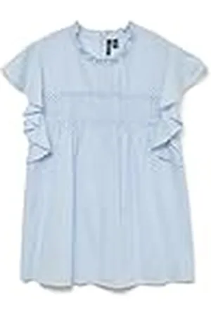 VERO MODA Vmtrine SL Lace Top Wvn Ga Noos, Color Azul, L Mujeres