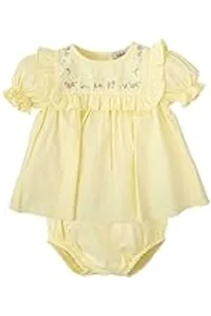 BABIDU Vestido Bebé Niña Verano Algodón 100% con Braguita, Volantes y Bordados, Diseño con Tirantes, Mangas Cortas o Sin Mangas, Estampados Florales y Cuadros Vichy, Jesusito Ideal para Días Soleados