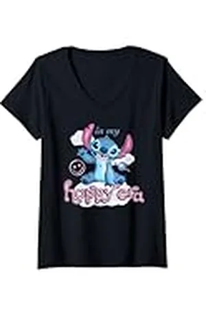 Disney Mujer Lilo & Stitch Bubble Pop "In My Happy Era" Stitch Camiseta Cuello V