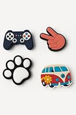 Grafoplas | Set de Pins Intercambiables para Estuches Escolares bits&Bobs Silicona Personalizar tu Material Escolar y Tus Zapatos | Contiene 4 Adornos: Tiburon, Futbol, Rana, Coche