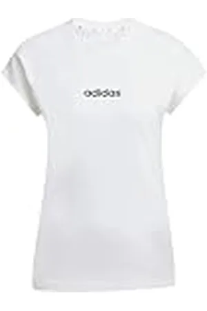 adidas Mujer Essentials Linear Cotton T-Shirt, White/Black, XXS