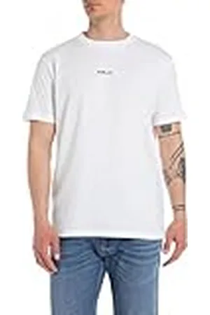 Replay Camiseta de algodón de manga corta para hombre, blanca (White 001), XXL