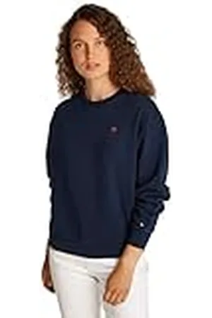 Tommy Hilfiger Sudadera Mujer Contrast Flag Regular Fit, Azul (Dark Night Navy), XXL
