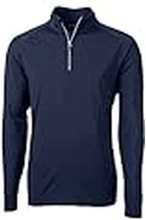 Cutter & Buck Mens Long Sleeve Adapt Eco Knit Quarter Zip Pullover Shirt, Navy Blue, 3X US