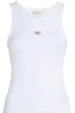 Calvin Klein Woven Label Rib Tank Top Camiseta de Tirantes Anchos, , XL para Mujer