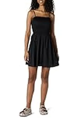 Amazon Vestido Corto con Corpiño Nido de Abeja de Satén de Algodón de Corte Recto Mujer, , XXS