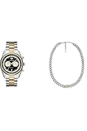 Emporio Armani Hombre Set Reloj Bicolor de Acero Inoxidable y Collar, Set