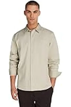 Calvin Klein Jeans Hombres WOVEN LABEL SHIRT J30J326680, Grey (Pelican), S