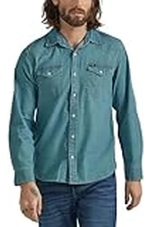 Wrangler Iconic Denim Regular Fit Snap Shirt Camisa Abotonada, , L para Hombre