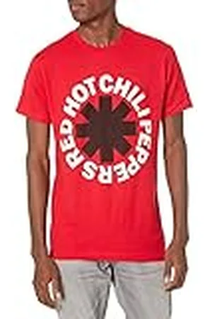 Red Hot Chili Peppers Official Black Asterisk On Red T-Shirt Camiseta, , XL para Hombre