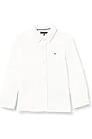 Tommy Hilfiger Camisa elástica de piqué L/S, White, 80 cm para Niños