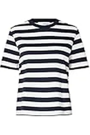 SELECTED Slfessential SS Striped Boxy tee Noos Camiseta, , S Mujeres