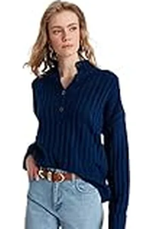 Trendyol Camisa Cuello Liso Suéter Regular Sudadera, , L para Mujer
