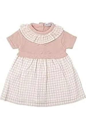 BABIDU Vestido Bebé Niña Verano Algodón 100% con Volantes, Tirantes o Mangas, Cuello Decorativo, Estampados Florales o Plumetti, Diseño Suave, Fresco y Cómodo para Ceremonias, Eventos o Uso Diario