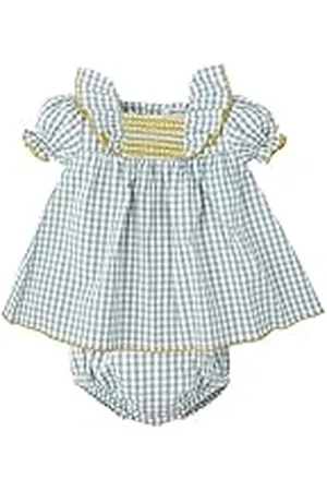 BABIDU Vestido Bebé Niña Verano Algodón 100% con Braguita, Volantes y Bordados, Diseño con Tirantes, Mangas Cortas o Sin Mangas, Estampados Florales y Cuadros Vichy, Jesusito Ideal para Días Soleados