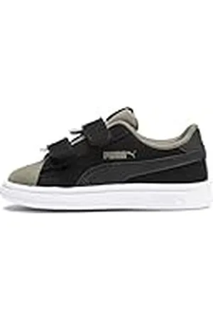 PUMA Smash V2 Monster V Inf, Zapatillas Unisex Niños, Negro Black-Burnt Olive-Jaffa Orange 04, 23 EU