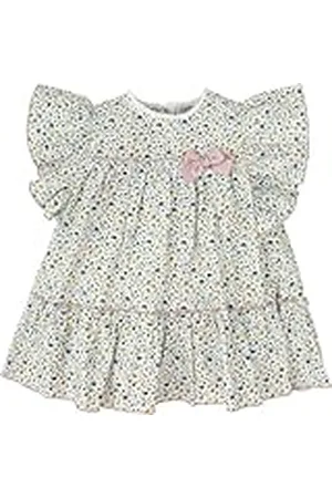 BABIDU Vestido Bebé Niña Verano Algodón 100% con Volantes, Tirantes o Mangas, Cuello Decorativo, Estampados Florales o Plumetti, Diseño Suave, Fresco y Cómodo para Ceremonias, Eventos o Uso Diario