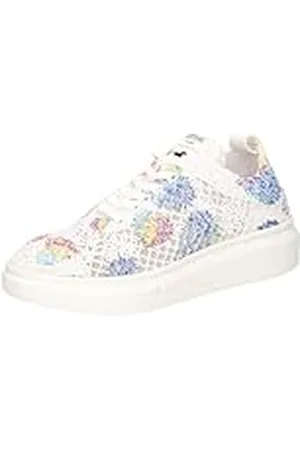 Mustang 1468-301, Zapatos con Cordones Mujer, Blanco/Azul, 40 EU