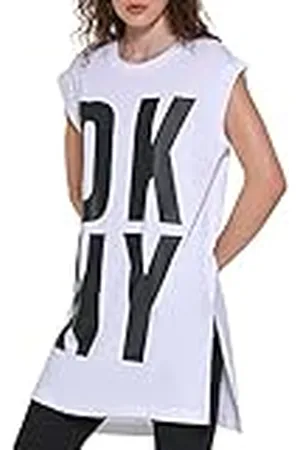 DKNY Túnica de algodón con Logo Explosivo Camiseta, , XL para Mujer