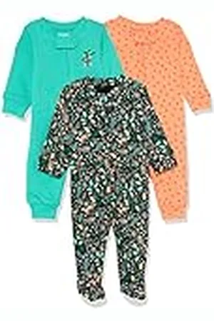 Amazon Pijama Ceñido de Algodón sin Pies Unisex Bebés, Pack de 3, , 0-3 Meses