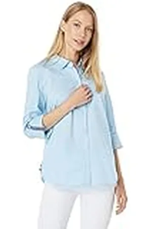 Tommy Hilfiger Camisa Lisa con Cuello de botón y Mangas Ajustables para Mujer, , XL