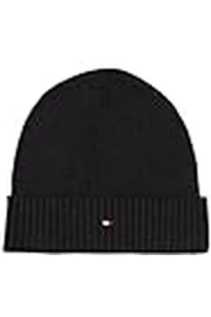 Tommy Hilfiger Gorro de Punto Hombre Flag Cotton Beanie con Cachemira, Multicolor (Charcoal Gray), Talla única