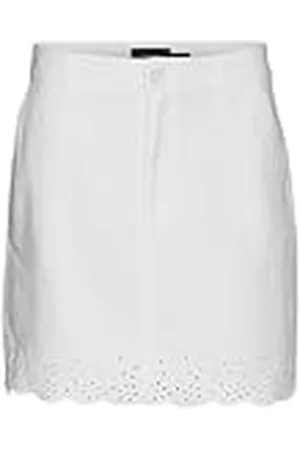 VERO MODA Vmbolina Mr Short Emb-Falda Minifalda, Blanco Nieve, L para Mujer