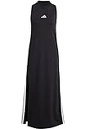 adidas Mujer Essentials 3-Stripes Long Racerback Dress, Black/White, S
