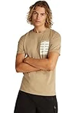Calvin Klein Camiseta de manga corta Hombre Serif Box Graphic Tee de algodón, Beige (Tree House), M