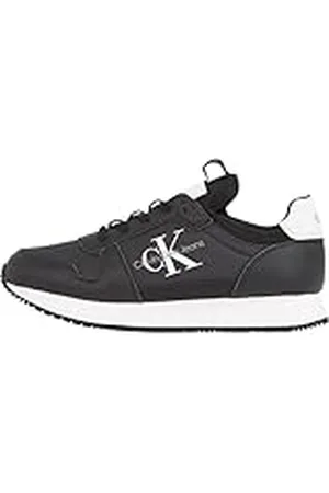 Calvin Klein Runner Sneaker Mujer Sock Laceup de piel, Negro (Black/Bright White), 41