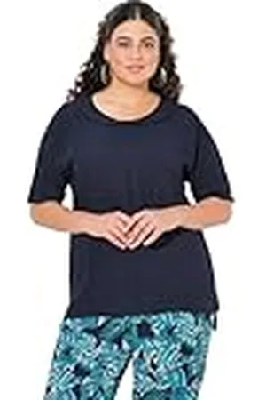 Ulla Popken Leinenmix-Bluse mit Schalkragen Lino con Cuello Chal, , 44-46 Mujeres