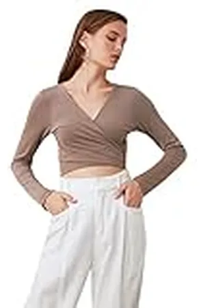 Trendyol Blusa de Punto con Cuello en V para Mujer Camisa, , L