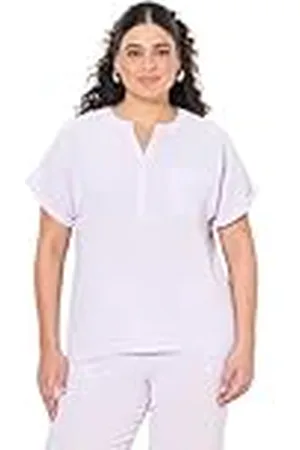 Ulla Popken Musselin-Bluse, Oversized, Tunika-Ausschnitt, Halbarm Muselina, , 44-46 Mujeres