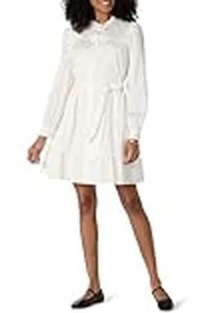 Amazon Vestido Camisero Escalonado de Satén de Algodón de Corte Recto Mujer, , XXL