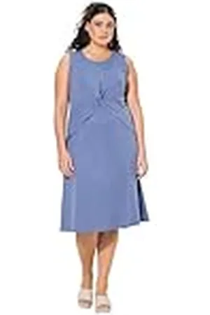 Ulla Popken Jerseykleid mit Knotendetail Vestido de Punto Detalle de Nudo, Azul Atlántico, 58-60 Mujeres