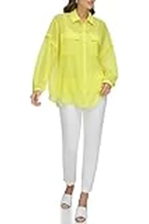 DKNY Long Sleeve 2 Pocket Flange Chiffon Shirt Blouse, , S Mujeres