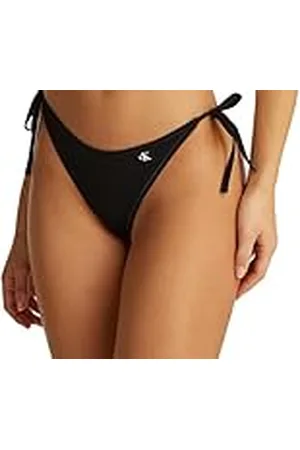 Calvin Klein Braguita de bikini para anudar en los laterales Mujer String Side Tie con logotipo tipo etiqueta, Negro (Pvh Black), S