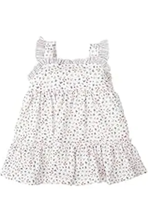 BABIDU Vestido Bebé Niña Verano Algodón 100% con Volantes, Tirantes o Mangas, Cuello Decorativo, Estampados Florales o Plumetti, Diseño Suave, Fresco y Cómodo para Ceremonias, Eventos o Uso Diario