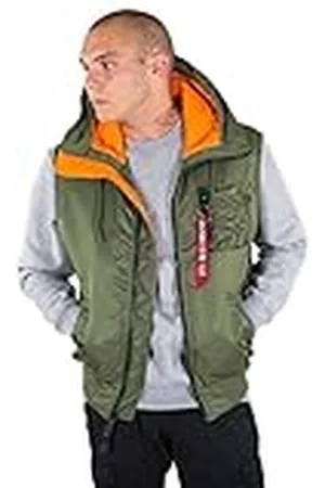 Alpha Industries Hooded MA-1 Chaleco con Capucha, Verde (Sage Green-01), Small para Hombre